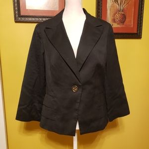 Cabi 230 Bossy Blazer Charcoal peplum bottom in back Size 10